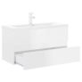 Sink Cabinet with Built-in Basin High Gloss White Chipboard Image 6