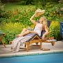 Acacia Wood   Garden Wooden Sun Lounger Chair Image 4