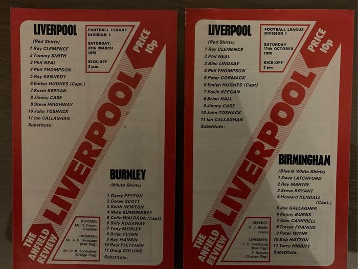 8 x Vintage Liverpool FC Match Day Programmes 1973-1978