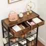 _Shoe rack, shoe organizer with 2 drawers and 4 compartments, for 14 pairs of shoes, in the entrance area, living room, bedroom, vintage brown-black Image 4