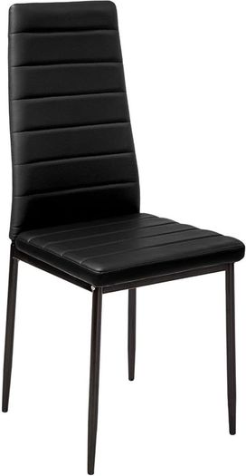 MULTIPLE COLOURS AVAILABLE Stunning Modern Faux Leather Black White 4/6 Chair Set for Dining Kitchen Room (Black, 4)