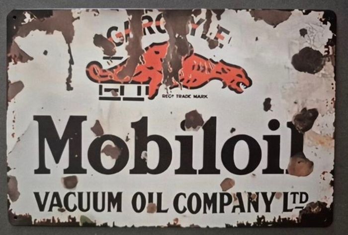 Vintage Style  Metal Sign. Mobiloil  oil company.