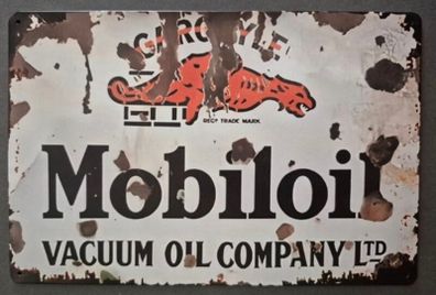 Vintage Style  Metal Sign. Mobiloil  oil company.
