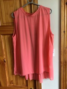 Ladies Orange Sleeveles Silk Front blouse top Size 16 includes postage