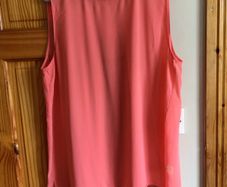 Ladies Orange Sleeveles Silk Front blouse top Size 16 includes postage
