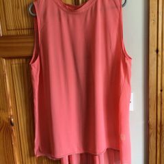 Ladies Orange Sleeveles Silk Front blouse top Size 16 includes postage