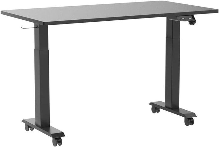 SPRING SALE | Standing Desk Height Adjustable Electric Desk, 100x60cm Stand up Table, Sit Stand Home Office Desk with Splice Board, Black Top