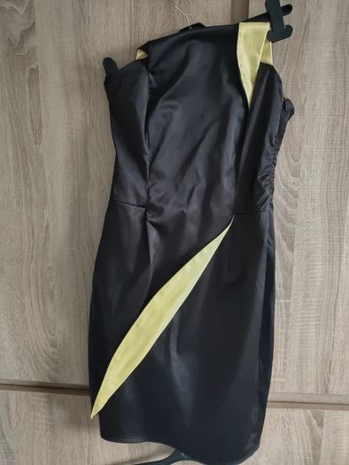 inspired by Angelina Jolie style dress size small strapless black yellow