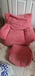 Pink beanbag seat and foot cushion