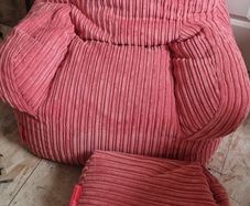 Pink beanbag seat and foot cushion