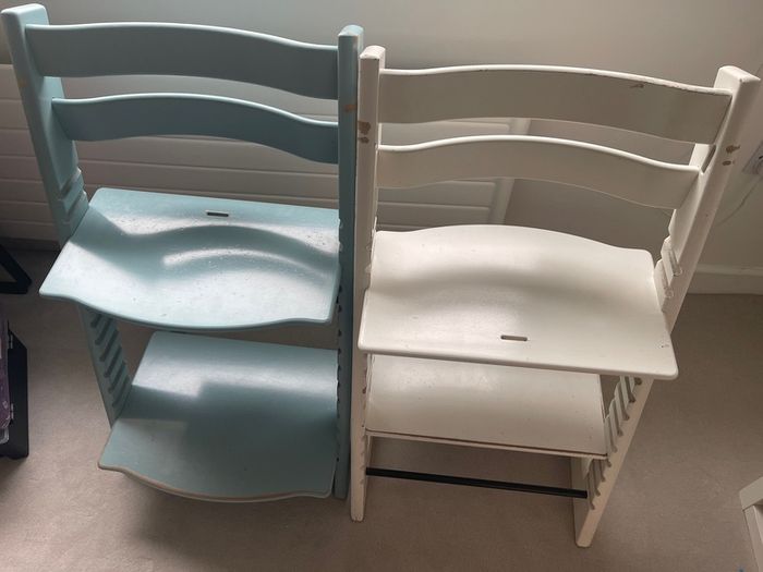 2x Stokke Tripp Trapp High Chairs (Baby Blue or White)
