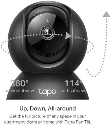 anTilt Indoor Camera House Security Camera, WiFi Camera, No Monthly Fee, AI Detection, Dog Camera, Baby Camera Monitor, CCTV, 360 View, Night Vision, Works with Alexa & Google