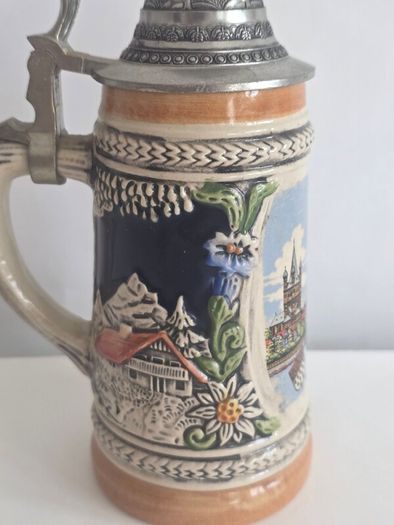 Gerz German beer stein pewter lid