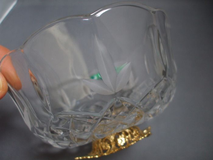 SALE!  KILLARNEY CRYSTAL Small Footed Bowl with 22 carat gold finishing