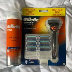 Gillette fusion proglide razor plus 7 blades plus foam