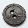 Antique 1798 Isle of Man Cartwheel Halfpenny Coin Button - King George III Manx Folk Art / Trench Art Image 2