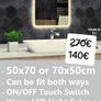 LED Bathroom Mirror 50x70cm Touch Switch Makeup Bright Light Image 2