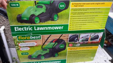 Florabest 1200w Electric Corded Lawnmower Turbo Engine With High Torque