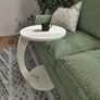 Side Table in C-Shape Mobile Sofa Table Living Room Table 56 x Diameter 38 cm White Image 3