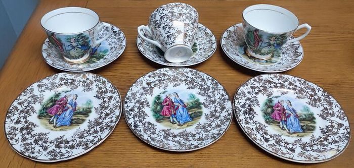 Bone China Tea Trio / Set, 22k Gold Rim