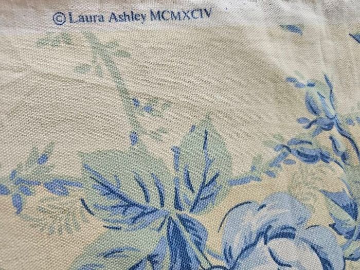 Laura Ashley Pelham Stripe Blue Roses Fabric