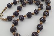 Antique Venetian Style Thousand Eyes Glass &amp; Bone Beads Necklace