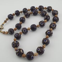 Antique Venetian Style Thousand Eyes Glass & Bone Beads Necklace