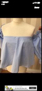 top Zara size large off the shoulder top cotton blue