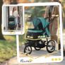 Foldable Pet Stroller Jogger, with Three Wheels, Canopy, for Medium and Small Dogs, Green Image 2