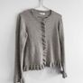 Pre Owned Gallery Grey Ruffle Trim Button-Down Cardigan Image 2