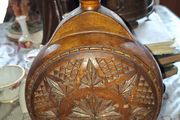 Beautiful Old Large Hand Carved Wooden Flask., Postage Available or Collection, Lots more Antiques and Collectables including Oil Lamps in my other ads,