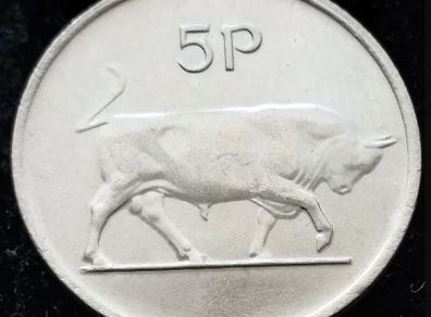 [#50] - Ireland 1978 | Irish 5p | Five Pence | Bull | KM.22 | UNC