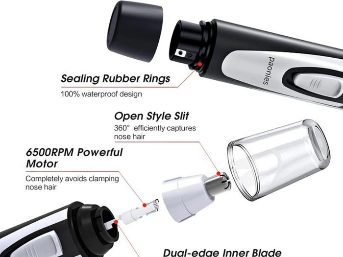 Ear and Nose Hair Trimmer Clipper, 2022 Professional Painless Eyebrow & Facial Hair Trimmer for Men Women, Battery-Operated Trimmer with IPX7 Waterproof, Dual Edge Blades for Easy Cleansing (FREE POSTAGE)