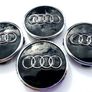 Set/4x 61mm Gloss BLACK 3D AUDI alloy wheel centre caps cap  4M0601170JG3 Hub Cover Image 3