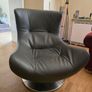 Mid Century Style Dark brown leather Swivel chair Image 2