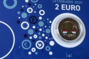 Luxembourg 2 Euro Commemorative Coloured Coin 2025 - 25th Anniversary of Grand Duke Henry's Accession to the Throne. BU. Coincard.