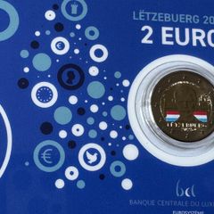 Luxembourg 2 Euro Commemorative Coloured Coin 2025 - 25th Anniversary of Grand Duke Henry's Accession to the Throne. BU. Coincard.