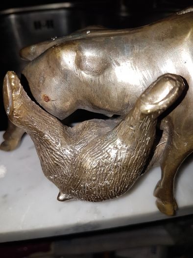"Bull & Bear" Silvered Bronze Sculpture on Marble Base."Sert Foundry,Barcelona".