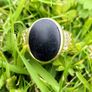 Vintage Heavy 9ct Yellow Gold Gents Black Stone Ring Image 3