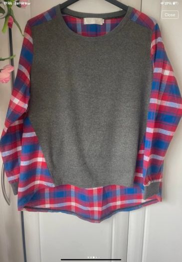 Grey round neck with flannel contrast size 10