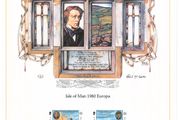 1980 Isle of Man Limited Edition Lithographed Print measuring 333mm X 257mm showing Europa Personalities Commemorative Stamps with First Day of Issue Cancel