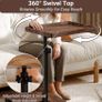 Side Table Adjustable, C Shaped CD, Wood Over Bedside Table with Wheels 360 Swivel, Sofa Side Tables with Mobile Storage Rack for Living Room Home Bedroom Office Image 3