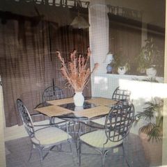 Pewter coloured wrought iron dining table