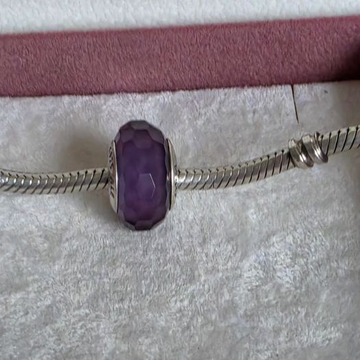 Pandora purple fascinating faceted murano glass charm perfect condition
