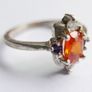 Vintage 925 Sterling Silver Ring with Central Orange Stone and Accent Stones Image 6