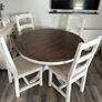 Round reclaimed wood dining table and four chairs Image 6