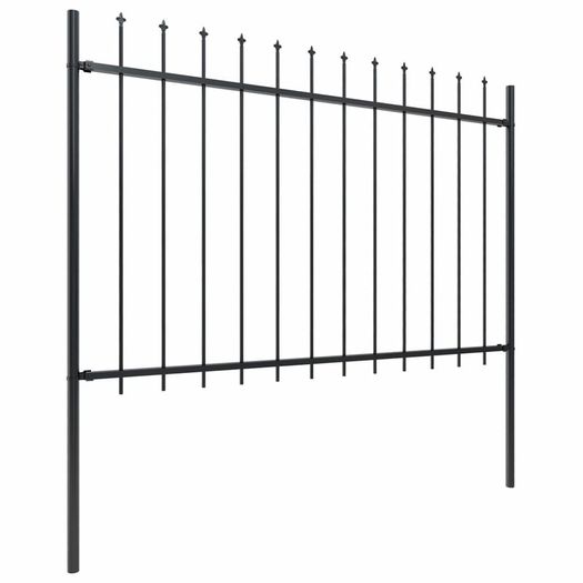 Garden Fence with Spear Top Steel 15.3x1.2 m Black