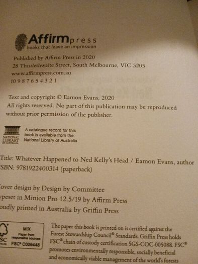 Ned Kelly's Head/& 50 other fascinating Australian Mysteries/ Eamon Evans/ 2020