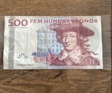 Old 500 Swedish Kronor banknote