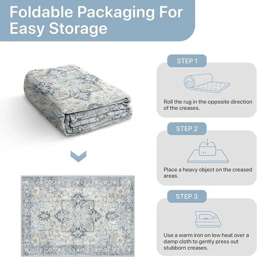 Large Washable Rugs for Living Room 200x290cm, Extra Large Area Rug, Vintage Boho Rugs, Low Pile, Non-Shedding, XXL Carpet, Traditional Oriental Design, Dining Room, Home Office, Bedroom
